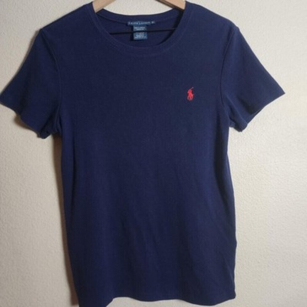 Ralph Lauren Shirt Mens XL Navy Blue Red Pony Logo Crewneck Cotton Tee